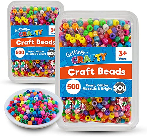 SOL 1,000pcs Beads for Bracelet Making Small Pony Beeds for Bracelets Jewelry Making, Hair Braids & Crafting, Coloured and Assorted Friendship Kit for Kids and Adults Mixed, Plastic, with Glitters. | Coloured assorted beads for jewellery, hair braids and crafting, friendship bracelet kit for kids and adults
