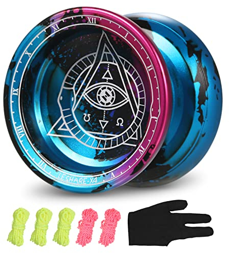 Jojo Ball,Professioneller Jojo-Wettbewerbsfähiger Aluminium-Jojo-Jo-Ball mit Kordelzug und Handschuhen Jo Geschenk