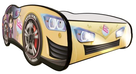 Topbeds Kinderbett Auto 140 x 70 cm Racing Car Girl - Clara LED - Autobett, Kinder Bett - Holzbett Baby Kinder - Kinderbett Junge - Bett für Kleinkinder