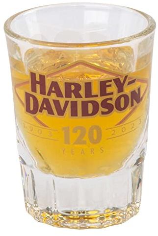 Harley-Davidson Kurzes Schnapsglas zum 120. Jahrestag, limitierte Auflage, 57 ml.