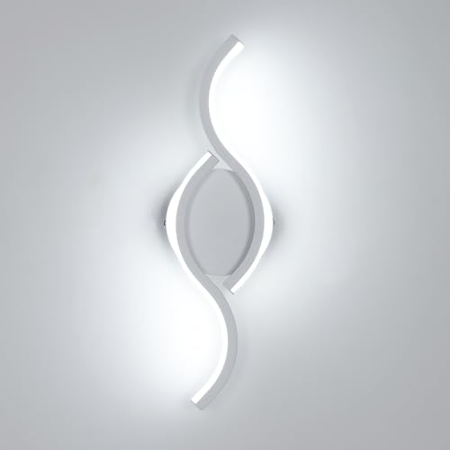 Comely LED Wandleuchte Innen, 12W 1350LM, Moderne Wandlampe für Wohnzimmer, Schlafzimmer, Flur, Kaltweiß 6500K, 355mm, Weiß, Energieeffizient