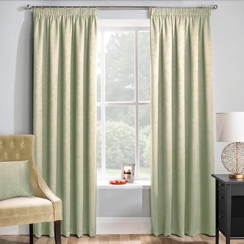 Enhanced Living Matrix Green Curtains for Living Room - 66x54 inch (168x137 cm) - Tape Top Noise Reducing Thermal Curtains for Bedroom - 2 x Curtain Panels