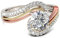 Jeulia 925 Sterling Silber Bandringe für Damen dreifarbig Bypass Rundschliff Verlobungsversprechen Jubiläumsring mit Schmuckschatulle (Roségold, 56(17.7))