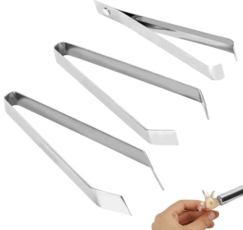 3uds Pelador de Ajos Acero Inoxidable, 3 Estilos Removedor de Piel de Ajo Pinzas Portátiles para Espinas Pescado Pinzas para Pelar Ajos Evita el Olor a Ajo en las Manos Herramientas Cocina