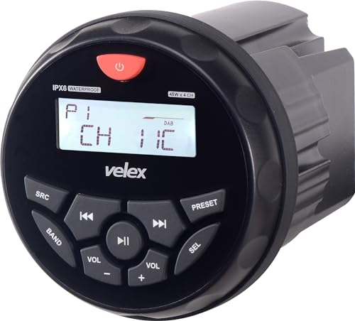 Ricevitore stereo Bluetooth Marine impermeabile con lettore MP3 sulla radio DAB+/AM/FM e musica in streaming su barche Golf Cars e Spa (DAB+) nero