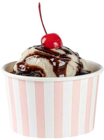 Restaurantware Coppetta 5-Ounce Dessert Cups, 50 Disposable Ice Cream Cups - Lids Sold Separately, Striped, Pink and White Paper FroYo Bowls, for Hot and Cold Foods, Perfect for Gelato Or Mousse