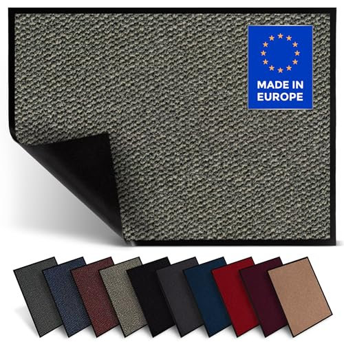 Jan Max Fußmatte, Hohe Saugfähigkeit, Sauberlaufmatte, Türmatte, rutschfest und Sicher, Einfache Reinigung, Qualität Schmutzfangmatte 60 x 80 cm in beige schwarz