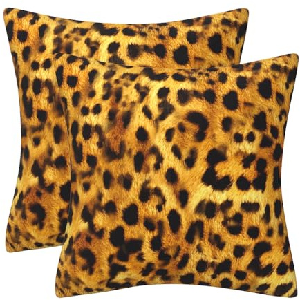 DILOXNSU 2er Set Kissenbezug 50 x 50 cm Leopard Zierkissen Weichen Samt Dekokissen Kissenhülle Quadrat Kissenbezüge für Sofa Bett Couch Deko Kissen Garten Wohnzimmer Sofakissen