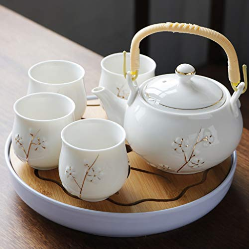 CLLBANT Juego de vajilla, 6 Piezas Juego de té de Kung fu de Color esmaltado de Porcelana Hecho a Mano Juego de té Zen para la Salud Tetera de Gran Capacidad Taza de té Cafetera y Tazas de