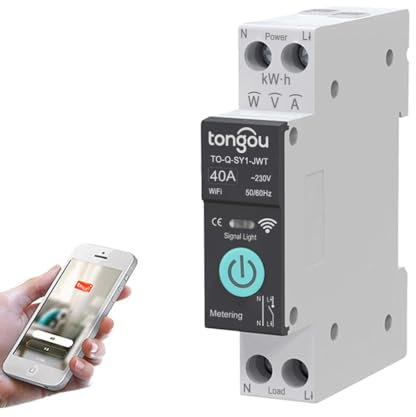 Interruptor inalámbrico Wifi Tuya, 1P 10A 16A 20A 25A 32A 40A 50A 63A DIY Interruptor inteligente TUYA/Smart Life APP Control remoto, Control de voz y temporizador, WiFi Smart Switch con medición
