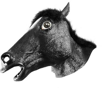 Schwarzes Pferd Maske aus Latex - Vollmaske als Verkleidung für Halloween, Karneval & Motto-Party
