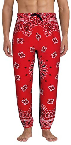 woerexker Herren-Jogginghose, Bandana, Kunst, Rot, Southwestern Workout, Laufen, Baggy-Hose, Stretchhose, Schwarz , 3XL