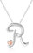 Mesovor Silber Anfänglich Kette für Damen, Halskette mit Buchstaben Namens Anhänger und Herz aus Roségold, Schmuck Geschenke, 50 cm Kette (Buchstabe-R)