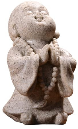 Qixuer Niedliche Kleine Mönch Statue, Mönch Figur, Maitreya Buddha Skulptur Happy Buddha Statue Fengshui Maitreya Harz Ornament Maitreya Buddha Skulptur für Aquariumdeko Fisch Dekoration