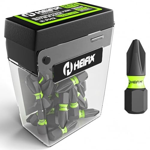 Heifix 25 x 25mm PH2 Heifix Impact Screwdriver Magnetised Drill Screw Bit Set PH2 Phillips TicTac Box
