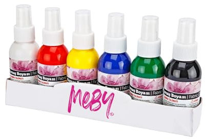 Lot de 6 Spray-Peinture textile pour textiles clairs - 6 Batik couleurs de 100 ml chacune. Couleurs T-shirts en spray. Fixation facile et lavable jusqu'à 40 °C. (6 couleurs)