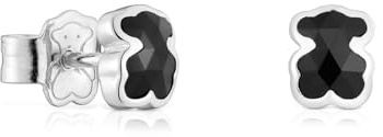TOUS Damen Ohrringe aus Sterlingsilber mit 6mm Onyx Bär, Symbolfarbe