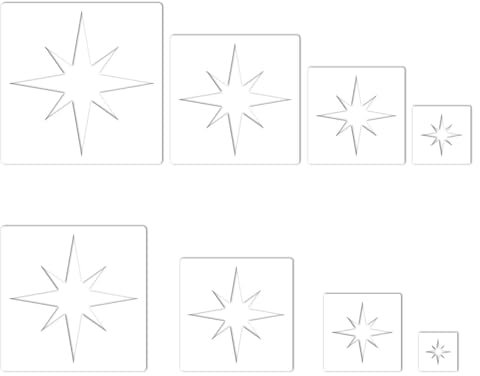 LBJFYHJN 8 Stück Malschablonen, hohle Sternvorlage für die wandschablonen zum Streichen, Sprühschablone für Malerei, kann für DIY-Handgefertigte, Wand, Leinwand usw. verwendet werden