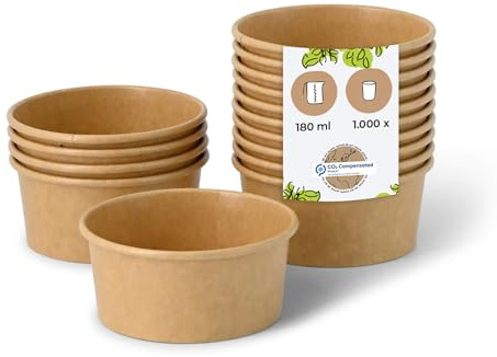 BIOZOYG Eisbecher Pappe 1000 Stück 100 ml Braun Dessertbecher Beschichtet Einweg Snackbecher Eisbecher Waffelbecher Dessert Einwegbecher Eiscreme Frozen Joghurt Obst Eisdiele