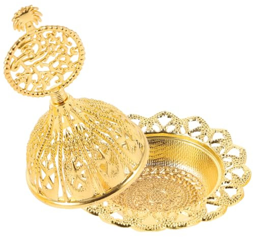 GOOHOCHY Räuchergefäß Aus Metall Mit Nahem Osten-Motiv Dekoratives Weihrauchgefäss Für Schreibtisch Kreativer Räuchergefäßhalter Für Zuhause Und Büro Exquisit Und Retro