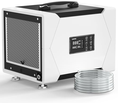 CADPXS Crawl Space Dehumidifier with Pump and Drain Hose, 80 Pint Crawl Space Dehumidifier for Commercial Use, Basement, Water Damage, Auto Defrost
