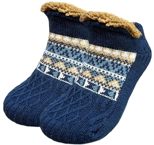 Vebroert Kuschelsocken Haussocken Herren Damen - Dicke Wollsocken mit ABS Anti-Rutschsocken Winter Warme Hüttensocken Stricks Stoppersocken Männer