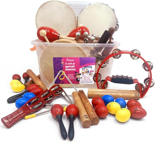 Fuzeau - Malle Instruments de Musique Des Apprentis Musiciens - 25 Instruments, Livret Pédagogique, Interface Numérique Inclus - Éveil Rythmique - Activités Collectives - Dès 6 Ans - réf. 78506