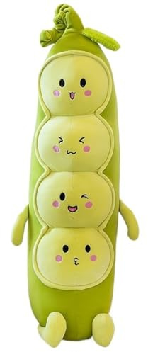 KUKUShining Erbsen Kissen Plüsch, Erbse Einer Kuscheltier Weiches Plüschtier Dekokissen Gefüllte Erbsenschote Puppenkissen Zum Kuscheln Spielen(Green,60cm/23.6in)