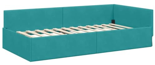 vidaXL Corner Bed Frame Other with Headboard Turquoise 80 x 200 cm, Elegant Modern Bedroom Set, Breathable Material, Durable Corner Bed Frame, Ergonomic Design for Daily Rest and Nighttime Comfort