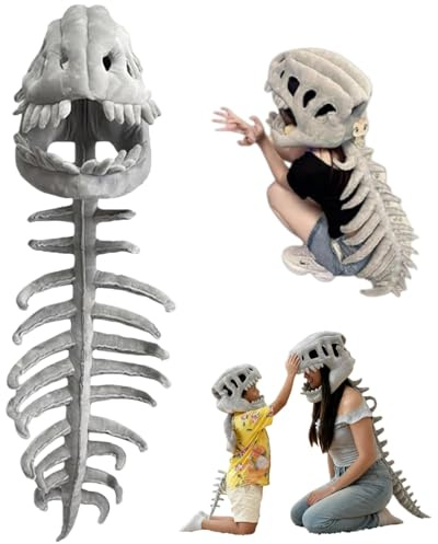JIABAOZ Dinosaur Skeleton Plush Costume, Spinosaurus Dino Outmefit, 3D Skeleton Design,Halloween Fun Realistic Dinosaur Costume, Spinosaurus Plush for Parties Toy (75cm/29.5in)