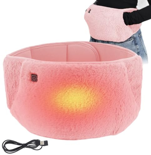 Rppiup Electric Waist Belt Heating Pad, Portable Electric Heat pad with 3 Heats, 2-in-1 Hand Warmer & Waist Warmer, Period Heat pad with Adjustable Straps to Period Pain Relief (Pink)