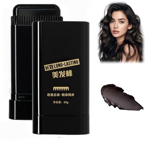 2-in-1 Haarfarbe Stick & Kamm,Haarfärbekamm,Instant Haarfärbestift,Wasserfester & schweißfester Touch-up Stick zum sofortigen Abdecken grauer Haare und Haarwurzeln,Haaransatz Stift(Schwarz)
