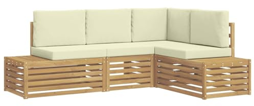 vidaXL Outdoor-Sofagarnitur Weiß 213,5 x 154,5 x 73 cm Polyester, Gartenlounge, modernes Sofa, schickes Terrassen-Set, Robustes Sitzmöbel, bequem und stylisch