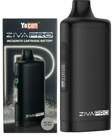 Yocan Ziva Pro 510 Cart Battery [Black] - No Nicotine | Available in 7 colours - Type-C Charging Port, 650mAh Battery, OLED Screen - Compatible with 510 Thread up to 2G Cartridges