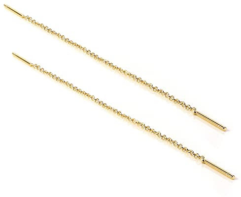 Sterling Silber 12mm Stäbchen Durchzieher Ohrringe Getaucht Gelbgold