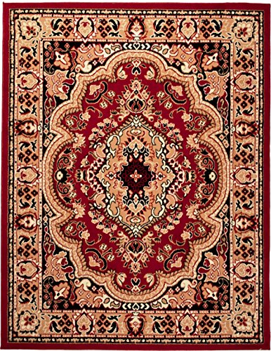 Carpeto Orientteppich Teppich Rot 200 x 300 cm Medaillon Muster Kurzflor Verona Kollektion