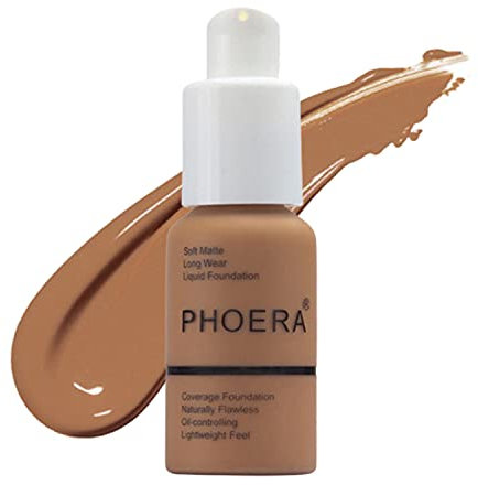 Glamza PHOERA Foundation Concealer-Makeup, voll abdeckend, aufhellend, lang anhaltend (109 Mocha)
