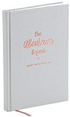 Rössler 18827170001 - Love Is in the Air - Buch mit Heißfolie Prägung Das Abenteuer beginnt DIN A5, 192 weiße Seiten, gebunden, kariert, grau