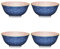 KitchenCraft Ceramic Bowl Set with Decorative Japanese Style Wave Pattern, StoneWare, Multi Colour, 15.5 cm, Set of 4 Bowls