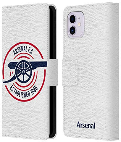 Head Case Designs Officially Licensed Arsenal FC 1886 Crest and Gunners Logo Leather Wallet Case Compatible With Apple iPhone 11