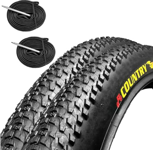 Ecovelò - 2 neumáticos + 2 cámaras de aire para bicicleta de montaña 27,5 x 2,25 MTB Country 57-584 - Neumático rígido para bicicleta