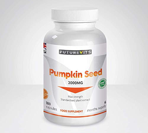 Pumpkin Seed Extract 2000mg 180 Capsules Powder Extract from Pumpkin Seed 6 Months Supply Made in UK Futurevits