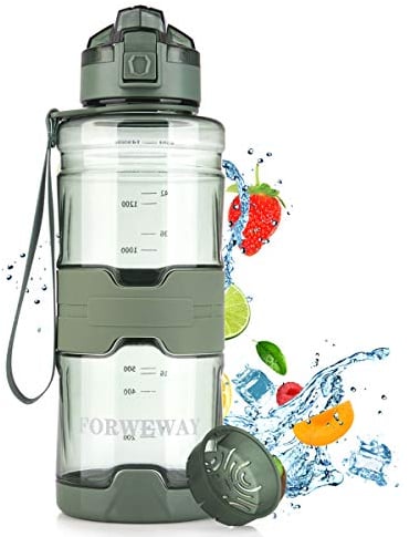 FORWEWAY Sports Water Bottles BPA-Free Tritan Leakproof Plastic Water Bottle with Filter Reusable Big Drink Water Bottles Durable for Fitness Outdoor Camping Hiking (1.5L Green)