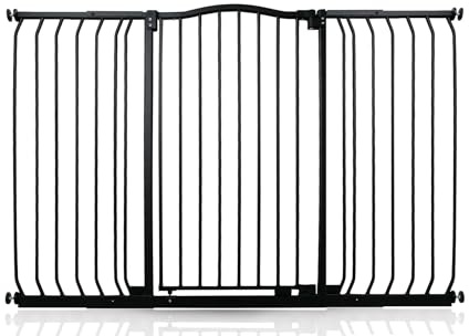 Safetots Extra Tall Curved Top Safety Gate, 143cm - 152cm, Matt Black, Extra Tall 100cm in Height, Pressure Fit Stair Gate, Baby Gate for Doors Hallways and Spaces, Safety Barrier, Easy Installation