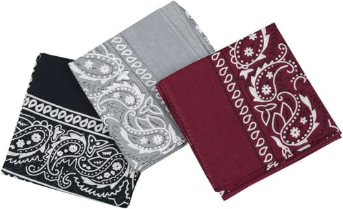 Rock Daddy 3er Pack Bandana Unisex Bandana multicolor 100% Baumwolle Biker, Rockabilly, Rockwear
