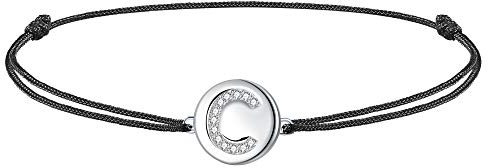 J.Endéar Frauen Mädchen Fußkettchen Buchstabe C Silber 925 Filigran Cord Sommer Strand Schmuck Geschenk 34cm Einstellbar Handgefertigt