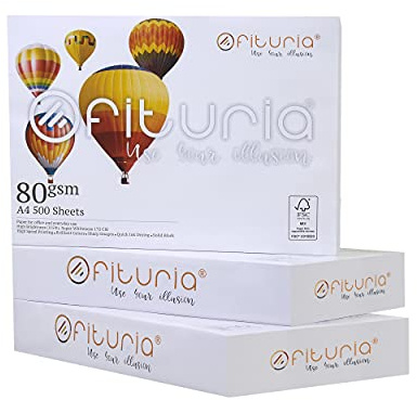 Ofituria Papier A4 Blanc Multiusage pour Imprimante et Photocopieuse - 80g/m², 1500 Feuilles - Pour Environnements de Travail et Usage Domestique