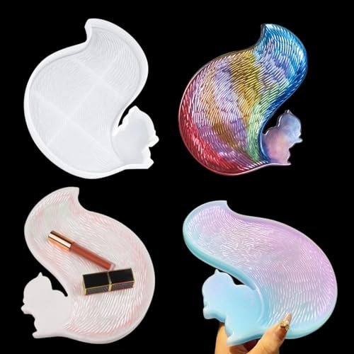 Zayookey Epoxidharz Silikonform Tablett Resin Form Irregulär Teller Harz Gießform Groß Tray Resin Mold für DIY Teetablett Untersetzer Obsttablett (Eichhörnchen schwanz form)