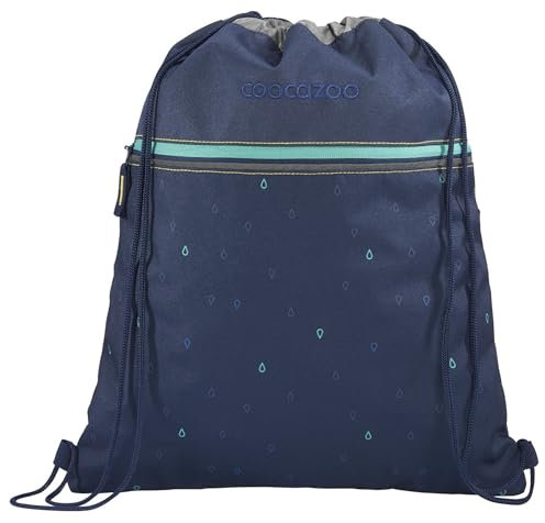 coocazoo Turnbeutel „Happy Raindrops”, blau, mit Reißverschlussfach und Kordelzug, reflektierende Elemente, Schlaufen zur Befestigung am Schulrucksack, 10 Liter, ab der 3. Klasse