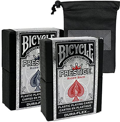 Bicycle and Cascade Juggling Prestige Kunststoff-Spielkarten – Duraflex-Deck enthält auch Kartentasche (beide)